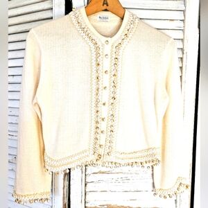 Vintage 1950s cropped bolero cardigan with beading S